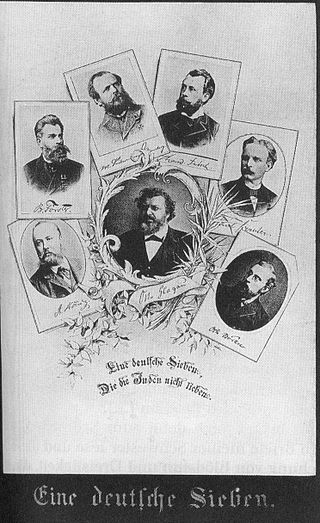 Bernhard Förster (2nd left) among other German anti-Semitic writers, ca. 1880