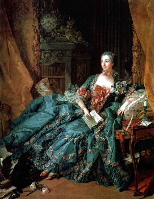 Portrait of Madame de Pompadour by François Boucher, 1756. Currently displayed at the Alte Pinakothek, Munich