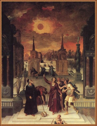 Astronomers Studying an Eclipse painted by Antoine Caron in 1571.