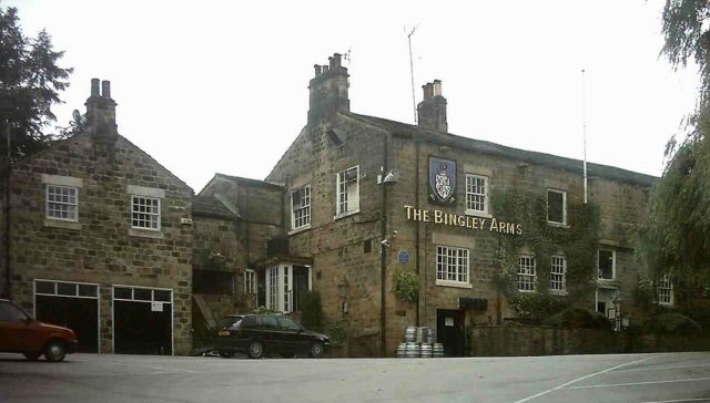 The Bingley Arms in Bardsey, perhaps Britain’s oldest pub. Author: Mtaylor848. CC BY-SA 3.0