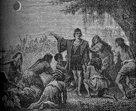 Columbus predicts lunar eclipse to the natives.