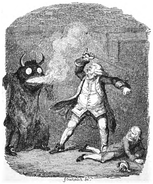Davy Jones, sea devil described by Tobias Smollett in “TheAdventuress of Peregrine Pickle”, London 1751, illustrated by George Cruikshank in 1832.