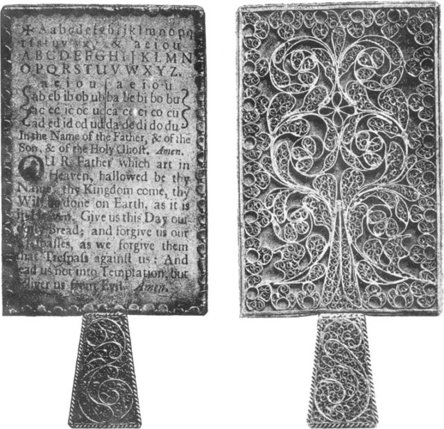 A silver hornbook.