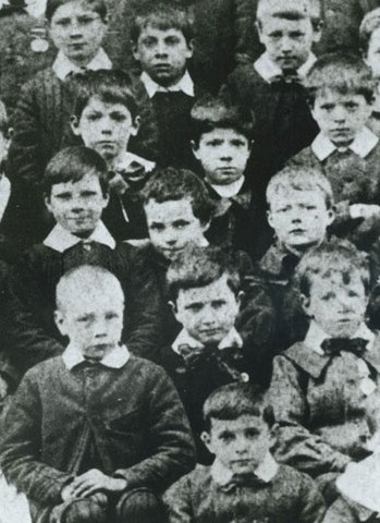 Seven-year-old Chaplin (lower centre) at the Central London District School for paupers, 1897