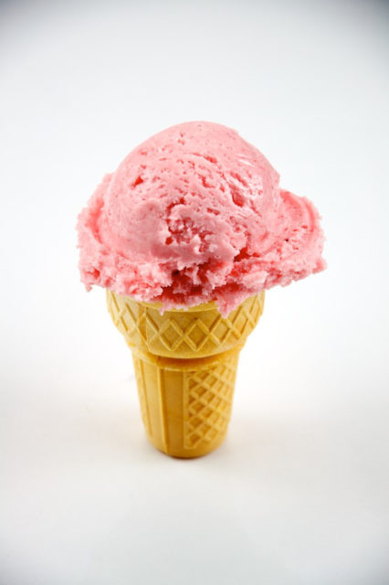 Strawberry ice cream cone. Photo by TheCulinaryGeek CC BY 2.0