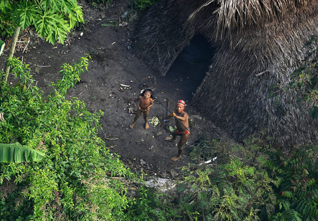 Members of an uncontacted tribe encountered in the Brazilian municipality of Feijó, state of Acre, in 2012 Author: Gleilson Miranda/Secretaria de Comunicação do Estado do Acre CC BY 2.5 br