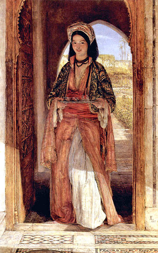 Arab woman (coffee bearer) by John Frederick Lewis (1857). in Cairo, Egypt)