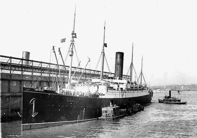 Carpathians together with the survivors of the Titanic in New York