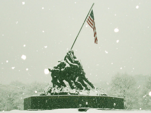 Hayes was depicted on the Iwo Jima Memorial as one of six men raising the American flag on Iwo Jima. Author: Xephrail CC BY-SA 3.0