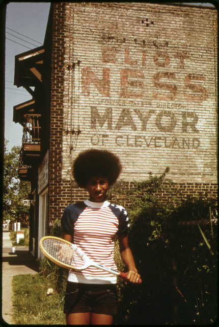 Billboard for Eliot Ness’ 1947 campaign for mayor, seen in 1973