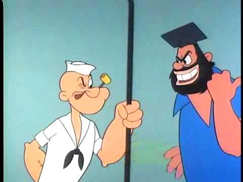 Popeye’s education included a lot of marks and bruises in College of Hard Knocks (Larry Harmon, 1960) Photos :King Features Syndicate