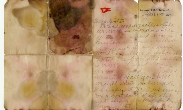 The last known letter written on the ship by Alexander Oskar Holverson Author: Henry Aldridge & Son
