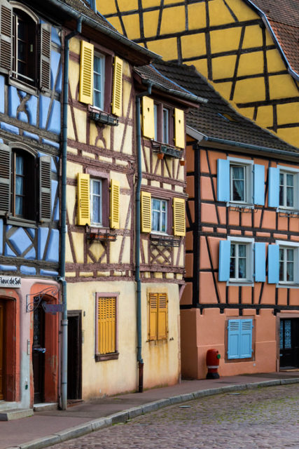 Historic buildings in the historic Little Venice area of the old town of Colmar in the Alsace region of northeast France.