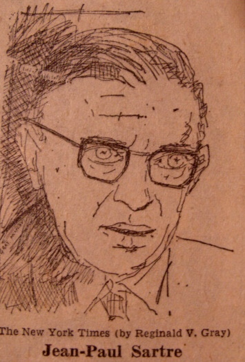 Sketch of Sartre for the New York Times by Reginald   Gray, 1965