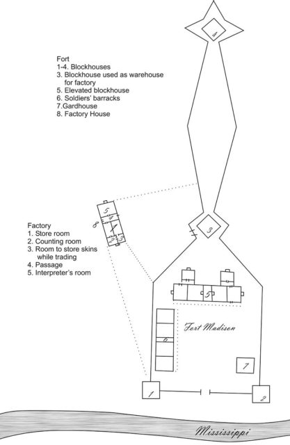 Plan of Fort Madison, built in 1808 to establish U.S. control over the northern part of the Louisiana Purchase; drawn in 1810