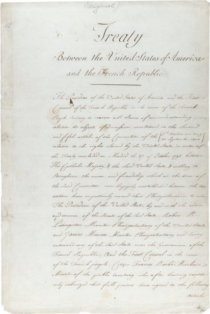 The original treaty of the Louisiana Purchase