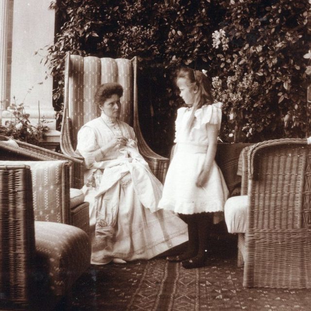 Grand Duchess Anastasia with her mother, Czarina Alexandra