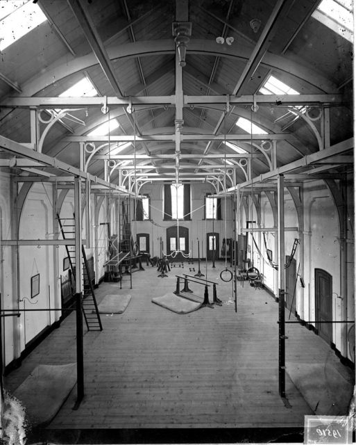 Interior of a gym in the Netherlands, around 1900