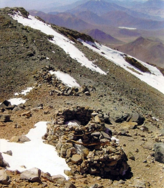 Archeological site at the top of Llullaillaco Author Christian Vitri CC By SA 3.0