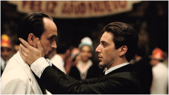 John Cazale and Al Pacino in a scene from The Godfather Part II. Photo by Corbis via Getty Images