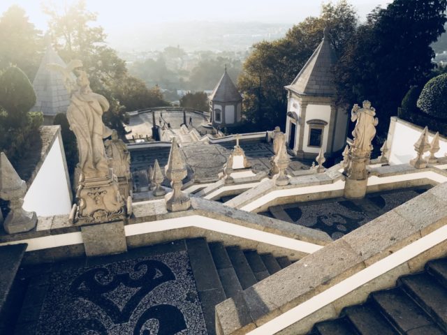 There are around 580 granite steps that zig-zag to the top of the famed stairway.