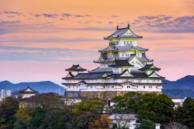 Himeji, Japan – The main keep of Himeji Castle. Founded in 1333 and rebuilt in the early 1600’s, the castle is considered one of the best preserved in Japan.