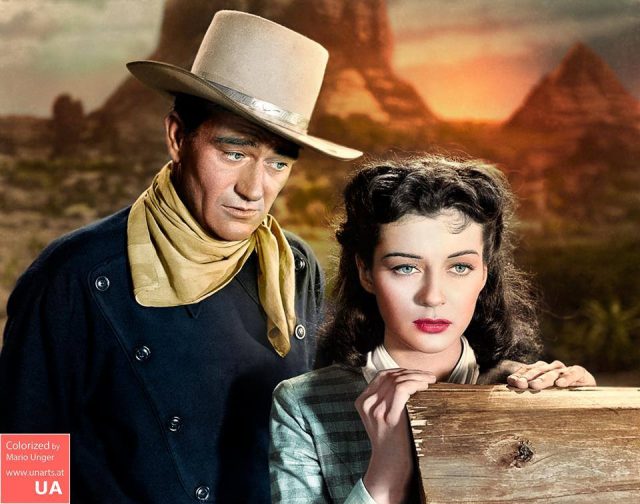 John Wayne and Gail Russell in ‘Angel and the Badman’ (1947)(Color by Mario)