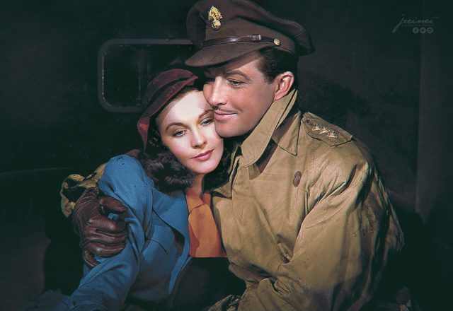 Vivien Leigh and Robert Taylor in ‘Waterloo Bridge’ (1940)Colorised by Jecinci