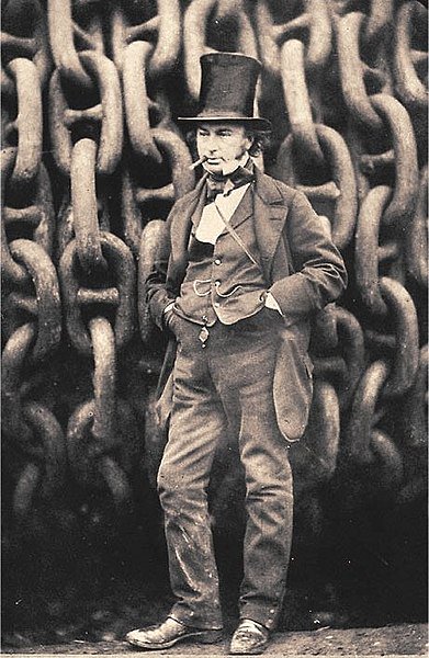 The famous Robert Howlett photo of Isambard Kingdom Brunel against the launching chains of Great Eastern at Millwall in 1857
