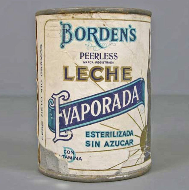 Condensed milk can from Borden Milk Products with Spanish-language lettering, from the second half of the 20th century. Author: Museo del Objeto CC BY3.0