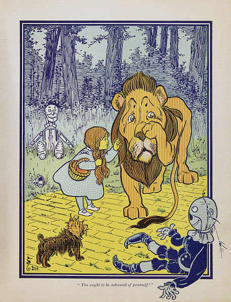 Dorothy meets the Cowardly Lion, from The Wonderful Wizard of Oz first edition.