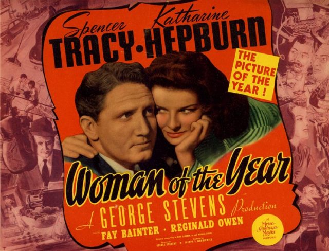 Lobby card for Woman of the Year (1942), the first of nine pictures Tracy made with Katharine Hepburn