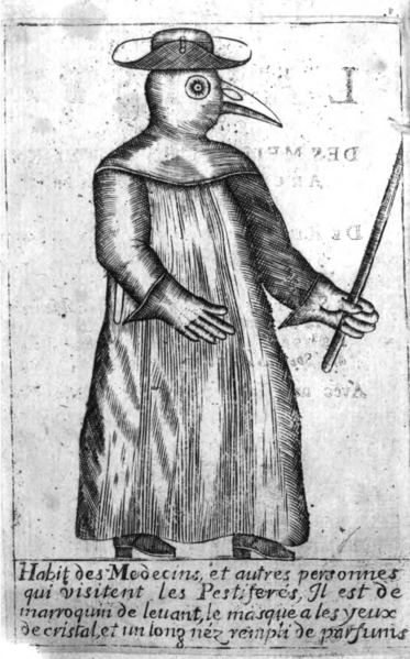 A plague doctor – frontispiece from Jean-Jacques Manget