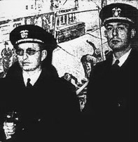 Lts. L. Ron Hubbard and Thomas S. Moulton in Portland, Oregon, 1943