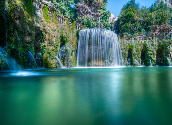 The Villa d’Este is a villa situated at Tivoli, near Rome, Italy. Listed as a UNESCO world heritage site, it is a fine example of Renaissance architecture and the Italian Renaissance garden. In this photo the Fontana dell’Ovato was taken in HDR by combining several photos with different exposures to retain details both in shadows and highlights. The long time of exposure in daylight was obtained by using a ND400 9 stops filter.