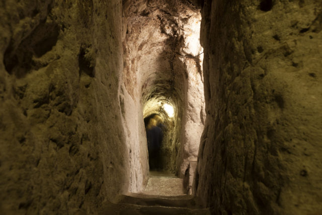 Nevsehir, Turkey – July 17, 2016:Most famous Derinkuyu Underground City in Crete on Jul 17, 2016 in Nevsehir, Turkey.