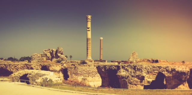 Panoramic view of Ancient ruins at Carthage.Tunisia