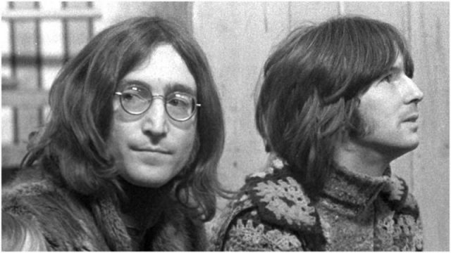 John Lennon and Eric Clapton at the Rolling Stones’ ‘Rock & Roll Circus’ TV show, London, 1968. Photo by Chris Walter/WireImage/ Getty Images