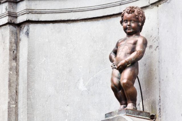 Full length photograph of Manneken Pis in Brussels in a Horizontal composition with copy space.A selection of related photographs: