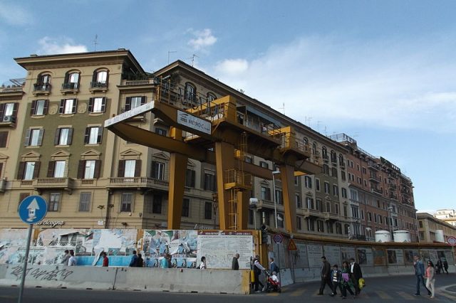 Construction of the Metro C station San Giovanni in Rome.Photo by Sergio D’Afflitto CC BY-SA 4.0