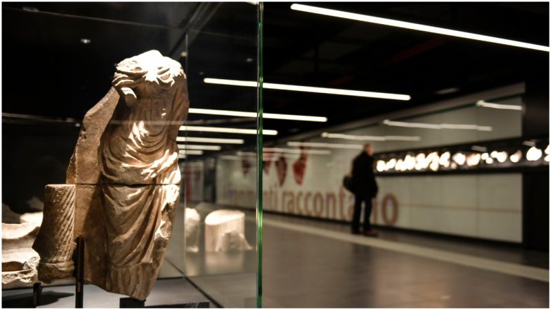 Roman marbles are on display in the new metro station 'San Giovanni' part of the Line C of Rome's subway on May 5, 2017 during a press preview. ANDREAS SOLARO/AFP/Getty Images

