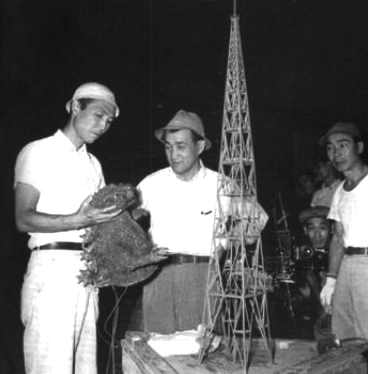 Director Ishirō Honda shooting Godzilla.