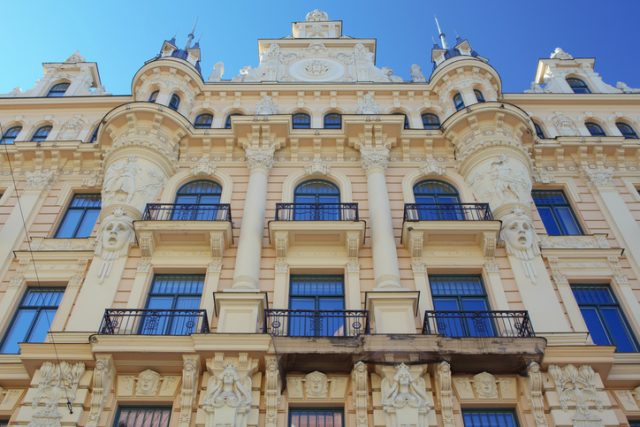 “Beautiful Facade of the Building in Art Nouveau Style in Riga, Latvia”
