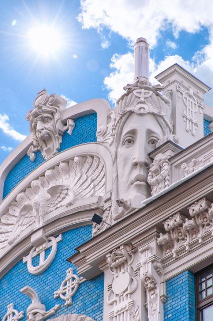 One of the many ornate buildings in the art nouveau district of the latvian capital Riga.