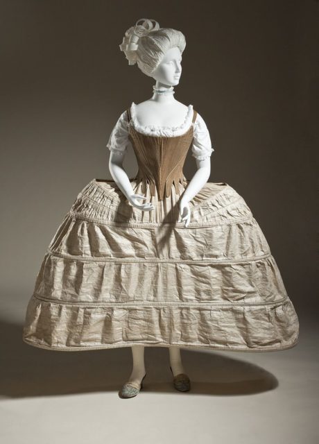 Hoop petticoat or pannier, English, 1750-80.