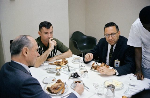 Young at breakfast before the flight/Photo:NASA