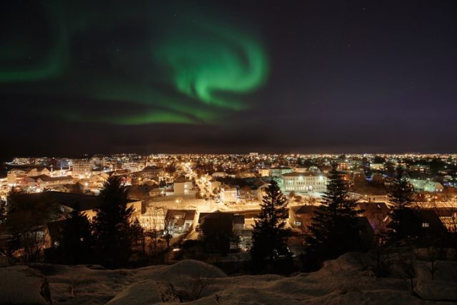 Aurora over Reykjavik