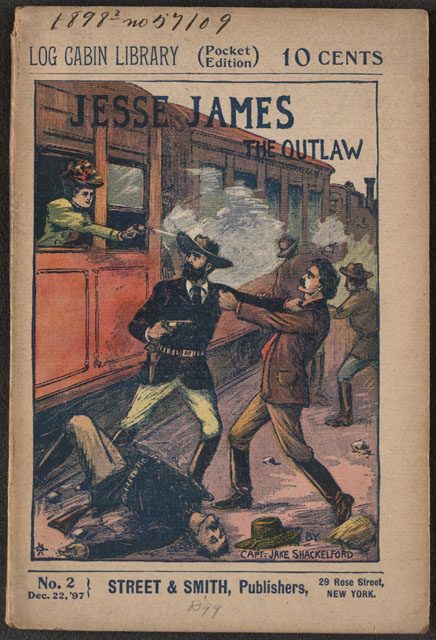 Illustration: Jesse James’ Oath; or, Tracked to Death. January 19, 1898.