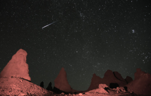 View of meteorite streaking over Death Valley, CA