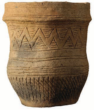 One of the fineware beakers excavated from the Trumpington Meadows double beaker burial. This bell-shaped pottery style spread across western and central Europe 4,700-4,400 years ago. Image credit: Dave Webb, Cambridge Archaeological Unit